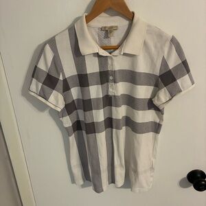 Burberry Brit Women’s White and Black Plaid Polo Shirt